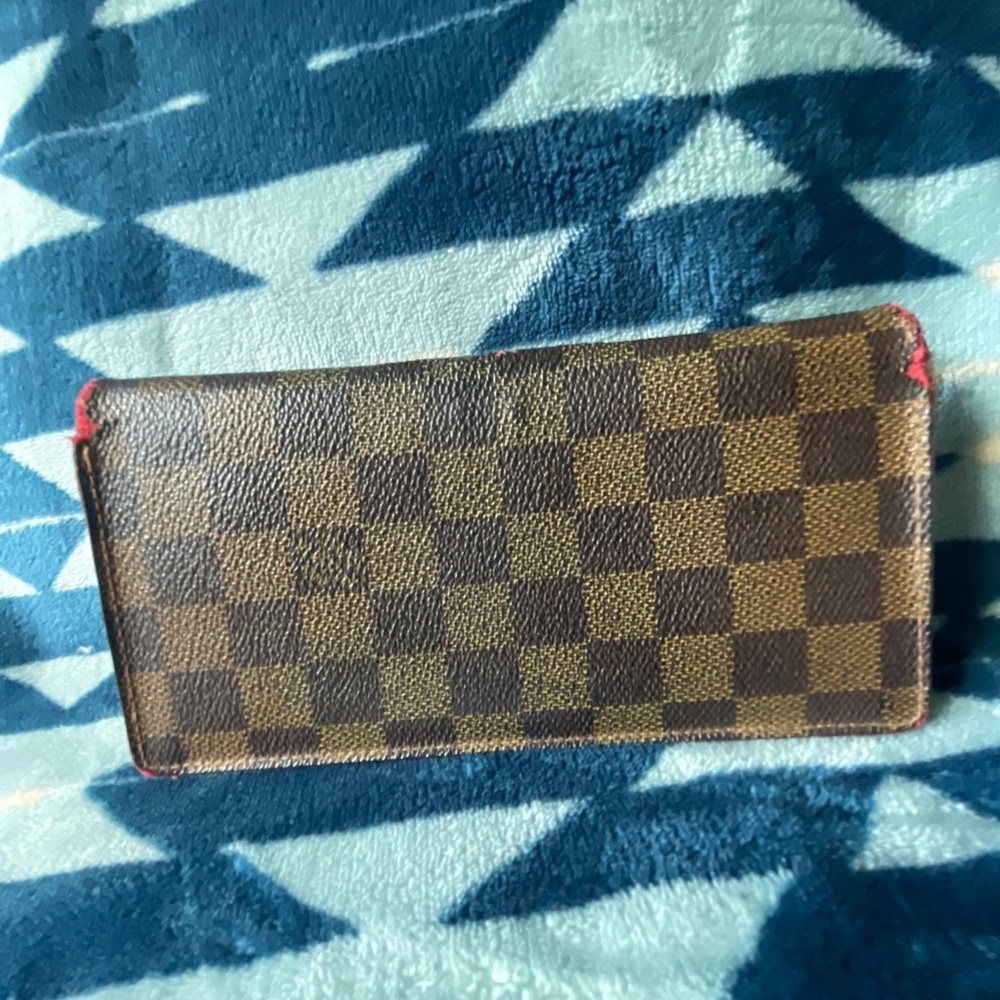 Louis Vuitton Brown Damier Canvas Long Wallet *cracks to canvas